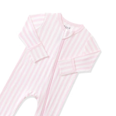 Zippered Romper in Small Sakura Stripe