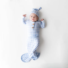 Knotted Gown with Hat Set in Gingham Breeze