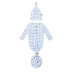 Knotted Gown with Hat Set in Gingham Breeze